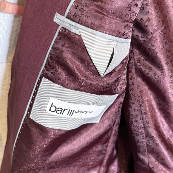 Bar III Men's Skinny Fit Suit Jacket Blazer solid red 38R $425 - Picture 10 of 10